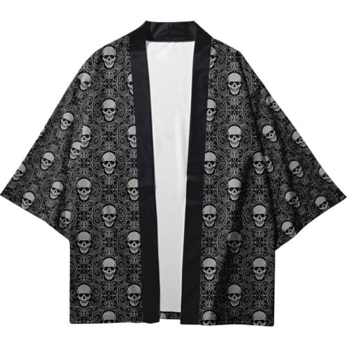 Horror Skull 3D Print Japanese Kimono Haori Yukata Cosplay Women and Men Fashion Short Sleeve Streetwear Jackets Clothes