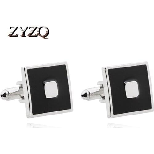ZYZQ High Quality French Shirt Cufflink Mens Black Square Cufflinks Nail Button Custom Formal Dress Wedding Suit Cufflink