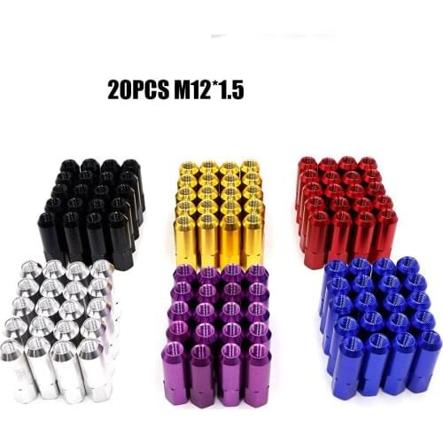20pcs 60mm M12X1.5 Extended Tuner Wheel Rims Lug Nut Tire Screws Modified Wheel Hub Nut