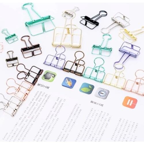 5pcs/lot Kawaii Candy Color Metal Paper Clip Dispenser Photo Ticket File Binder Clips Card Bookmark Office School Stationery