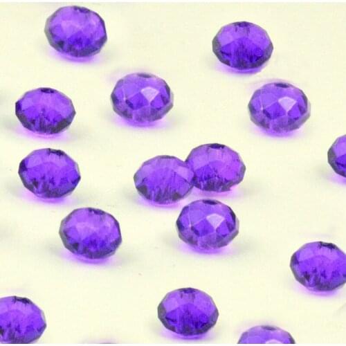 50pcs Rondelle faceted Crystal Glass Beads Purple Loose Spacer for Jewelry Making 6x4mm