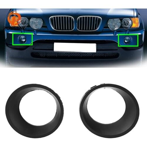 POSSBAY Car Fog Light Cover Racing Grilles Fit for BMW X5 E53 Pre-facelift 2000-2003 Front Lower Fog Lamp Replacement
