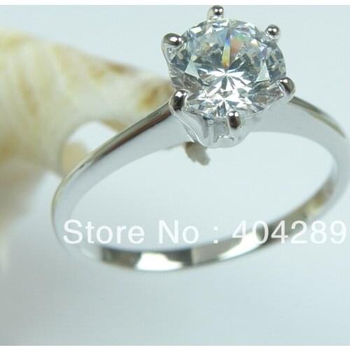 White gold GP Cubic Zirconia clear CZ Engagement/Wedding Ring