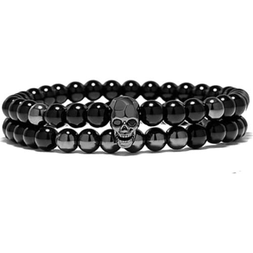 Bracelet For Men Skull Accessories Matte Oxyn Stone Beads Skull Set Crown Jewelry Men Bracelet Beads For Jewelry New Arrived