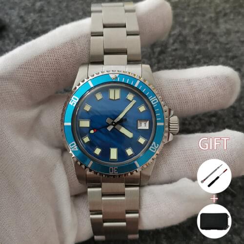 Vintage 1960 Watch NH35/38 Automatic Movement Mechanische Retro-Uhr Montre mécanique rétro Japanese C3 Green Luminous Blue Shell