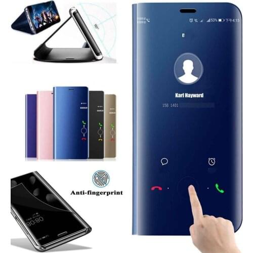 Huawei Honor 20 Pro Case Nova 5T 5i Flip Mirror Plating Stand Leather Cover Clear View Smart Case for Huawei Nova 5 Pro 5Z Coque