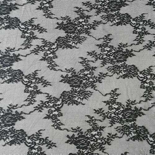 Black Color 1meter Embossed Flower Lace Fabric French Chantilly DIY Dress Tablecloth Sewing Craft Material Clear Stock