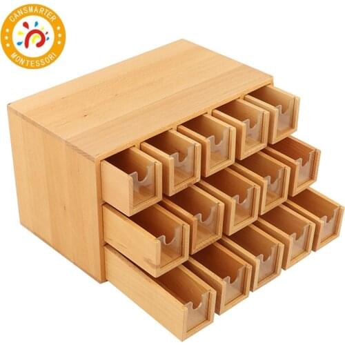 Baby Toy Montessori Material Wooden Container for Lables Language Teaching Aids Storage Box Children Toy