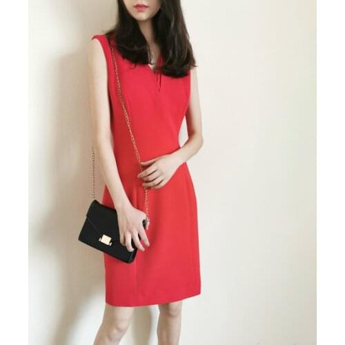 2021 Spring V Neck Elegant Sleeveless Dress UK New Collecitons Size 0 -5