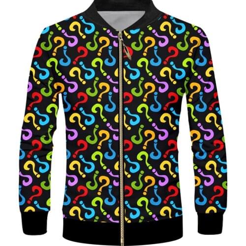 IFPD EU Size Fall Casual Zipper Jacket Hiphop Sweatshirt Mens Cool Print Color Question Mark 3d Fashion Jackets Plus Size Coats