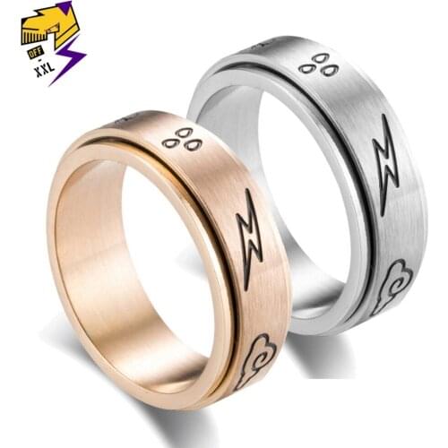Vintage Sliver Star Moon Lightning Ring Women Titanium Steel Rotatable Weather Rose Gold Rings Engagement Jewelry Mens Gift