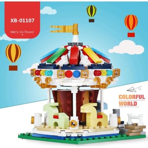 FUNNY city funland Mini carousel building block Playground rides Merry-go-round moc assemble bricks toys collection for gifts