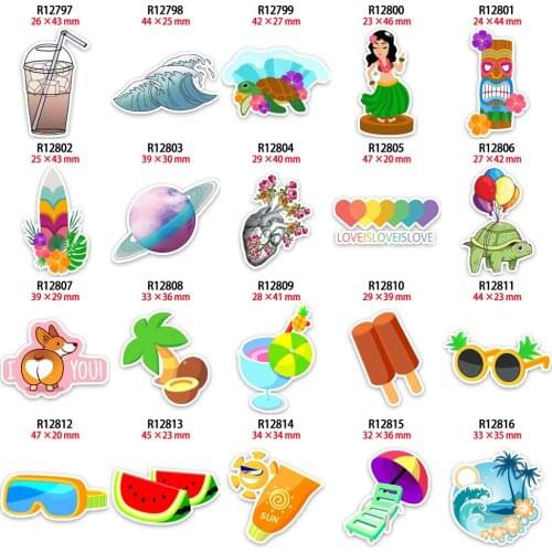 Summer Style Planar Resin Acrylic Charms Printed for Keychain