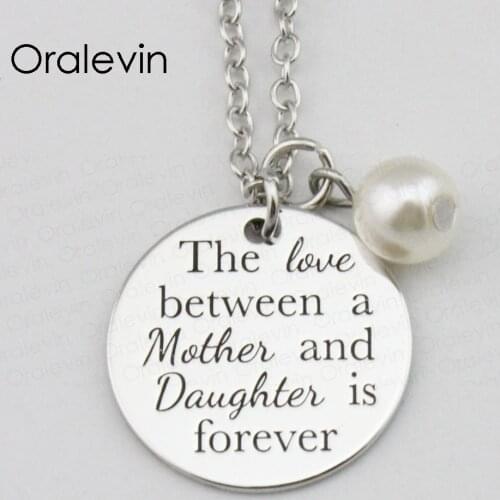 THE LOVE BETWEEN A MOTHER AND DAUGHTER IS FOREVER Inspired Hand Stamped Engraved Pendant Necklace Jewelry,10Pcs/Lot, #LN2363