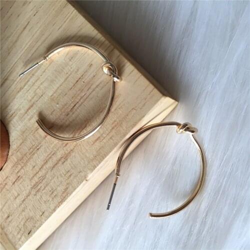 Trendy Gold Color Plating Bow Knot Thin Hoop Earrings For Women Girl Jewelry Bohemia Basic Vintage Accessory