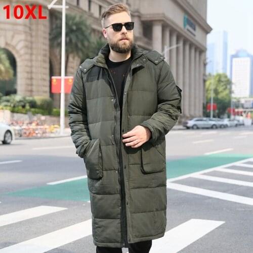 Big size brand Men' large size winter jacket male over the knee thick warm long down coat duck down jacket men oversized