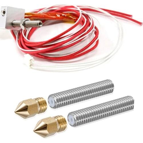 Anet a6 a8 e10 e12 MK8 hotend extruder I3 kits+2pcs 0.4mm nozzles+M6 30/40mm throat tubes 12V 40W for DIY 3d printer part