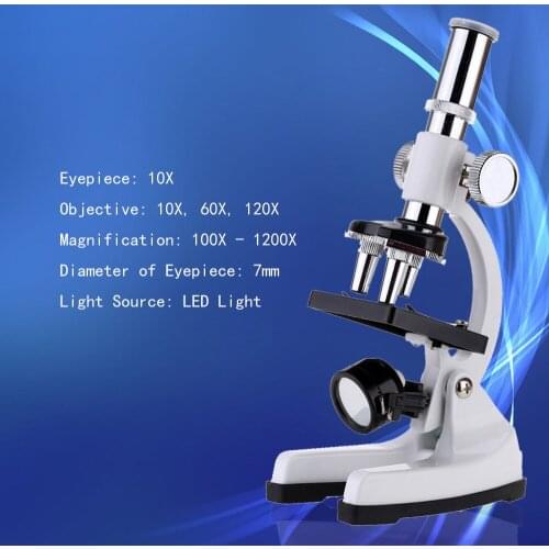 1200X Educational Microscope Kit with LED Light 10X Eyepiece Entry Level Student Science and Education Biological Instrument