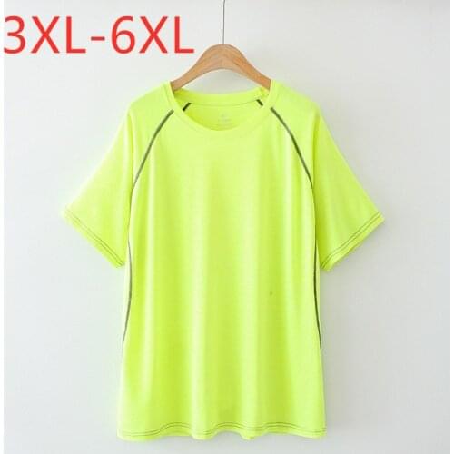 New 2021 Ladies Summer Plus Size Sports Tops For Women Large Pullover Short Sleeve Loose Green Elastic T-shirt 3XL 4XL 5XL 6XL