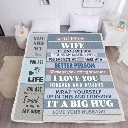 Autumn Blanket Ultra-Soft Anti-Pilling Warm English Letter Blanket Sofa Decor Polyester Double Faced Fleece Home Bedding