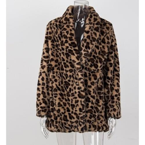 Leopard Coats Pop New Women Faux Fur Coat Luxury Winter Warm Plush Jacket Fashion artificial fur Womens outwear High Quality