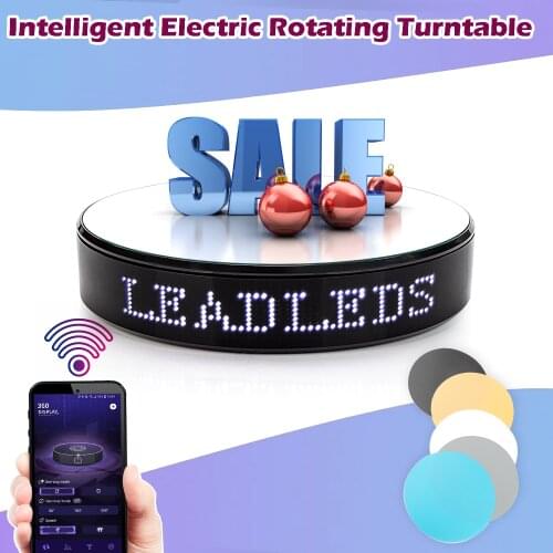 New 20CM Led Light 360 Degree Electric LED Rotating Turntable Display Stand Programmable Scrolling Message Video Shooting 5KG