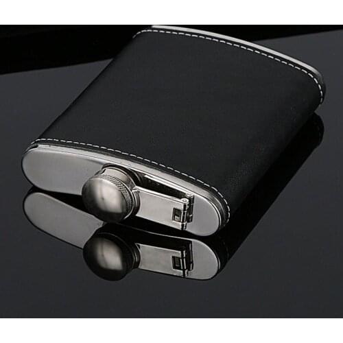 Portable Stainless Steel Hip Flask Flagon Whiskey Wine Pot Bottle Gift 5/6/7/8/9 Oz with Leather Holder In Stock