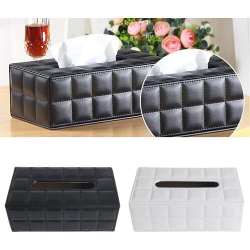 Durable Leather PU Standard Tissue Box Holder For Home Car Office Rectangular