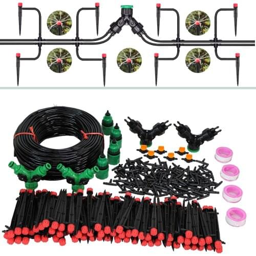 RBCFHI 13CM Stake Emitters Drip Kit System 1/4'' Hose Adjustable Nozzles Kit 4-Way Micro Watering Flow Gardens Flowers Vegetable