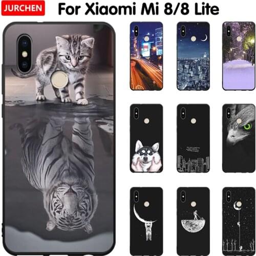 JURCHEN Silicone Phone Cases For Xiaomi Mi 8 Lite Cute Cartton Fashion Pattern For Xiaomi 8 Lite Mi8 Youth Matte Thin Back Cover
