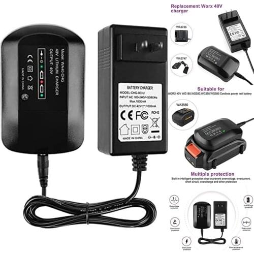 Replacement Charger for Worx 40V MAX Lithium Battery Worx WG180 WG280 WG380 WG580 Battery