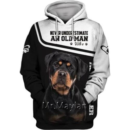 Personality Fashion Animal Rottweiler 3D Print Graphic Hoodie Men/Women Streetwear Oversized 5XL Sweatshirt Harajuku Tops QW-20