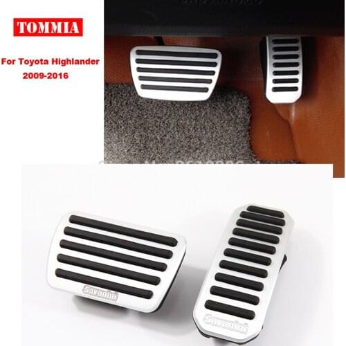 Tommia Aluminum Footrest Gas Brake Pedals Pad kit For Toyota Highlander 2009-2016 no drilling cool design styling