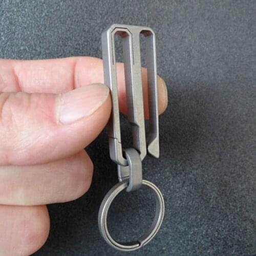 Outdoor Equipment EDC Pure Titanium TC4 Spring Keyring Belt Padlock Keychain Men Hanging Buckle Gift for Camping Hiking