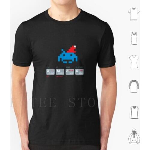 Merry Xmas Space Invader T Shirt Diy Big Size 100% Cotton Retro Space Invader Xmas Zx Spectrum Zx Spectrum Keyboard Gamer 8 Bit