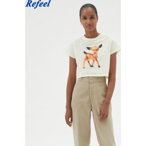 Spring summer girls cotton cute T-shirt cartoon casual O-neck simple tees tops new arrivals 2021