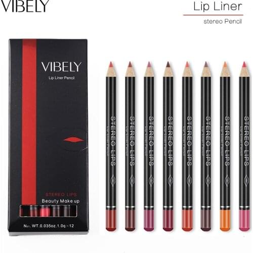 Vibely 12pcs/set Matte Lip Liner Pencil Modification Eyeliner Set Water Proof Longlast Private Label Velvet Lip Liners Tool Kit
