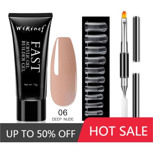 WiRinef Poly Nail Gel Set Clear/Pink Acrylic Quick Building Finger Extension UV Gel Polish Nail Tools Set Poly UV Gel Kit