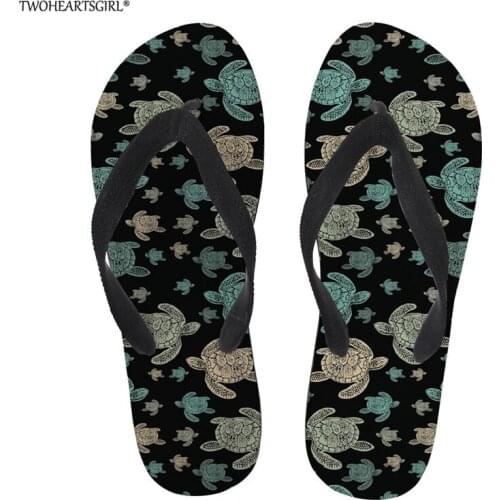Twoheartsgirl Summer Flip Flops Women Sea Turtle Flat Slippers Soft Bottom Inside Slides No-slip Female Outdoor Beach Slipper