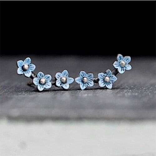 J94D Summer Daisy Flower Climbers Earrings for Women Minimalist Jewelry Floral Ear Jacket /Ear Crawler/Half Climber Stud Earring