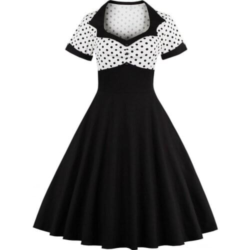 2018 Summer Women Dress Retro 1950s 60s Dress Female Polka Dots Pinup Rockabilly Sexy Party Dresses Vintage Tunic Vestidos Mujer