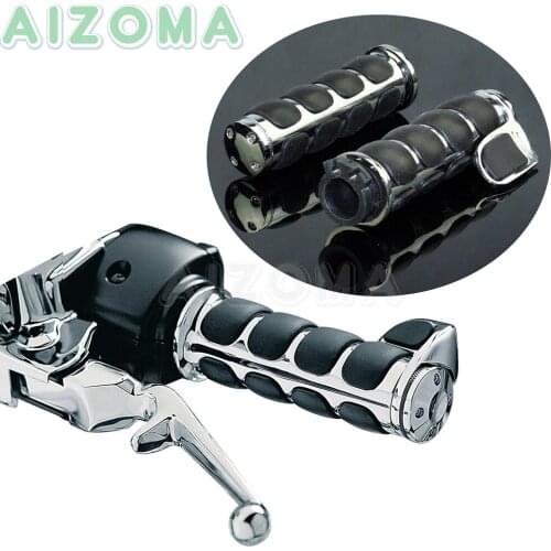 1 Pair Chrome Motorcycle Throttle Hand Grips 7/8'' / 25mm Universal For Yamaha Honda VTX750 Kawasaki Vulcan 750 900 1500
