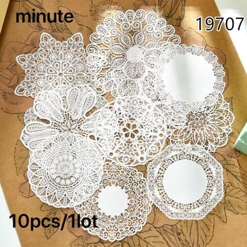 10pcs handmade lace paper flower round hand account cut die paper for DIY scrapbook greeting card album decoration