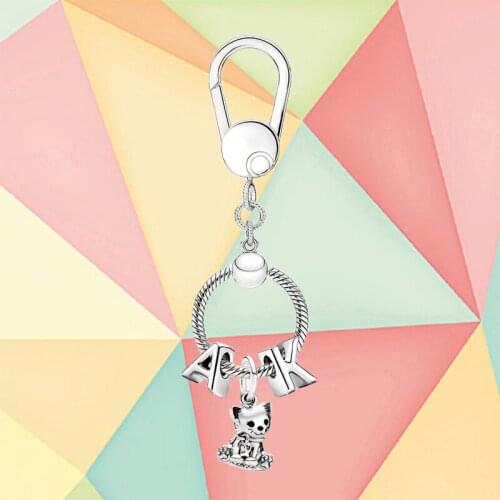 2021 Autumn New Style 925 Sterling Silver Diy Cat Charm Small Handbag Keychain, Ladies Fashion Luxury Brand Jewelry Gift