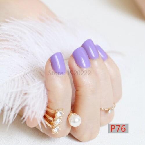 2020 fashion beautiful candy color Nail finished fake nails short paragraph 24pcs Violet P76