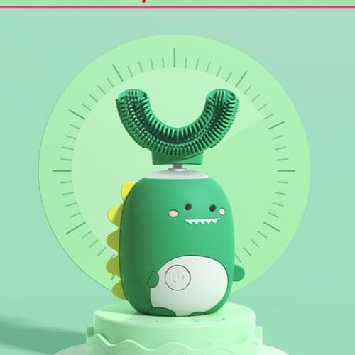 360 Degrees Intelligent Automatic Childrens Sonic Electronic Toothbrush USB charging U Shape 2 Modes Timer Blue Light#LBT-5681