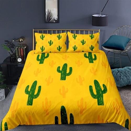 3D Plant Black White Stripes Cactus Duvet Cover Cartoon Quilt Cover Pillowcase Bedding Set Child Adult Bedroom Home Textiles