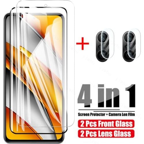 4 in 1 Tempered Glass For Xiaomi Poco F3 X3 Pro M3 Screen Protector Camera Lens Film Poco X3 Pro Glass Poco F3 Protective glass
