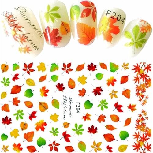 5PCS mixed design beauty adhesive nail art decorations stickers acrylic manicure decals nail accessories leaves insect patter