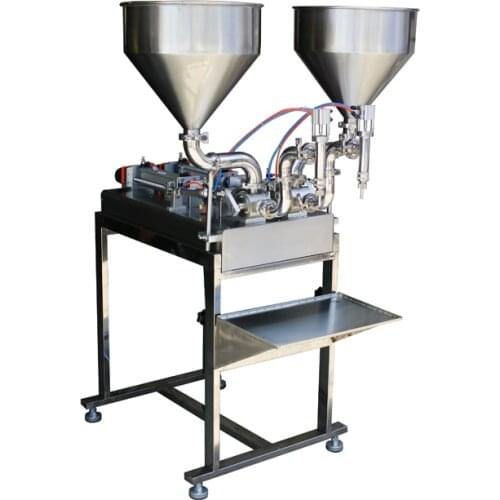 Free shipping) Pneuamtic 2-hopper 2-head jam filling machine (2-hopper piston sauce filling machine, dressing filling machine)